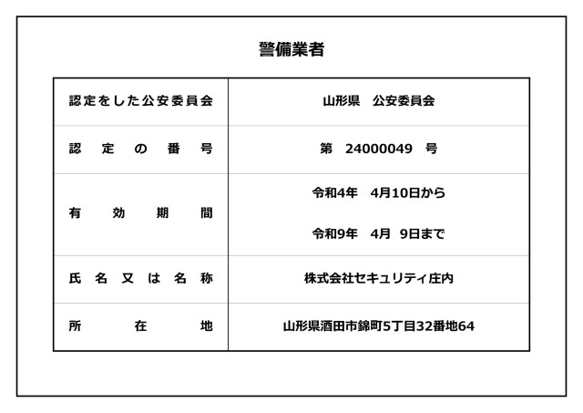 警備業法の一部改正に伴う標識の掲示について